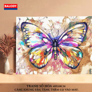 Tranh tô màu theo số,Tranh Sơn dầu Số hóa Cánh bướm 40x50cm BALODY có khung