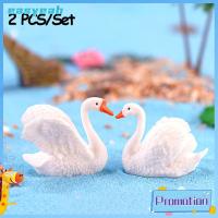 EASYEAH 2PCS/Set งานฝีมือ รูปปั้น เครื่องประดับสวนนางฟ้า สัตว์จิ๋ว โมเดลห่าน การตกแต่งบ้าน ตุ๊กตาหงส์