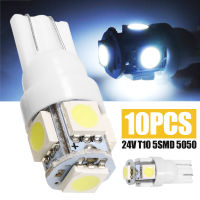 10 ชิ้น 24 โวลต์ 5SMD LED 5050 T10 194 147 W5W ความกว้างอ่านป้ายทะเบียนแสงสีขาว