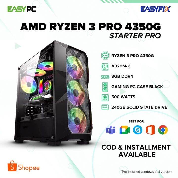 EasyPC Easy Build AMD Ryzen 3 4350G / A320M / Desktop Computer Set ...