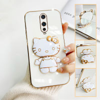 เคส OPPO R17 Pro case Kitty ขาตั้งแบบพับได้แฟชั่นสีทึบหรูหราชุบโครเมียมนุ่ม TPU เคสโทรศัพท์สแควร์คลุมทั้งหมดเคสป้องกั