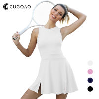 CUGOAO New Women Solid Tennis Dress Suit with Short Sleeveless Golf Badminton Sports Dresses Female Gym Fitness Sportswear