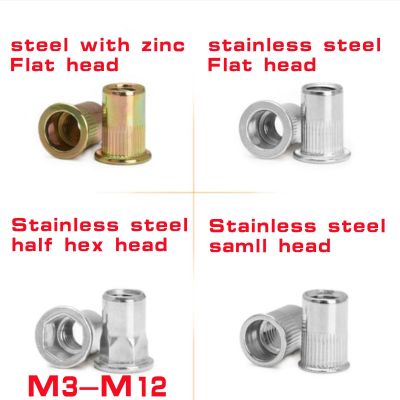 10-50Pcs M3-M12 stainless steel / steel with zinc Half hex head small head flat Head Riveted Nuts Insert Rivet Nut