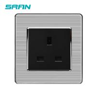 [HOT GELLXKOWOIGHIO 527] SRAN 13A UK มาตรฐาน Wall Power Socket พร้อมประตูนิรภัยแผงสแตนเลส86มม. X 86มม. ทอง/ดำ/ขาว