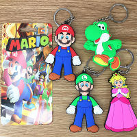 5Pcs Super Mario Bros PVC พวงกุญแจจี้เกมอะนิเมะอุปกรณ์ต่อพ่วง PVC Soft พวงกุญแจพวงกุญแจจี้4สี Cards