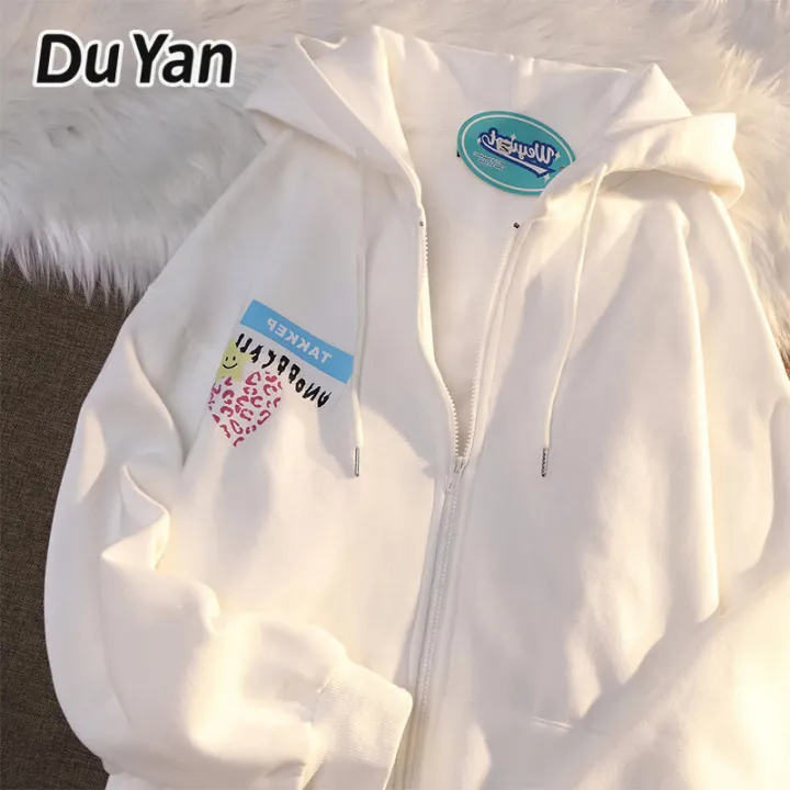 Du Yan เกาหลีคลุมด้วยผ้าเบสบอลเครื่องแบบไขมันหลวมแฟชั่นขนาดใหญ่พิมพ์คา