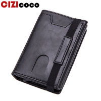 Cizicoco Rfid ผู้ชายกระเป๋าสตางค์คลาสสิกกระเป๋าเก็บบัตร Walet ชายกระเป๋าเงินกระเป๋าสตางค์ซิปแบรนด์ใหญ่หรูหราหนังสีดำผู้ชายกระเป๋าสตางค์