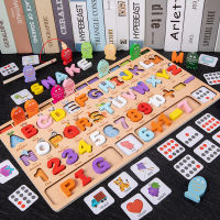 Wooden Number Shape Puzzles Sorting Montessori Toys for Toddlers, Preschool Learning Education Math Block Stacking Toys for Kids