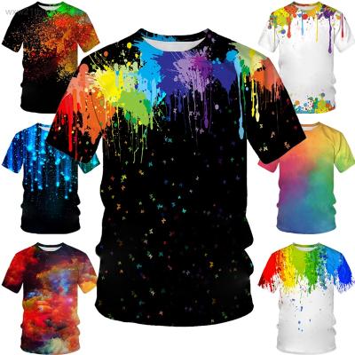2023 New Casual T-shirt Short Sleeve Round Neck 3d Ink Splash Print Summer Fashion Unisex