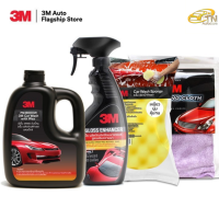 3M แชมพูล้างรถ + เคลือบเงารถยนต์ PN39034LT+ ผ้าไมโครไฟเบอร์ 30x30 cm. สีฟ้า+ ฟองน้ำ Car Sponge