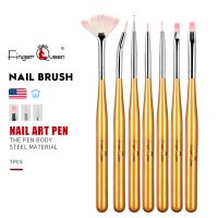 7Pcs/set Acrylic Handle Nail Art Brush For Nail Design UV Gel Extension Pen Liner Nail Gel Brush For Manicure Equipment Tool Artist Brushes Tools