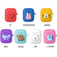 Cosmosdog 3D BTS BT21 Bangtan Boys Kpop ตัวอักษร BT21 Airpods 1/2กรณีซิลิคอนผิว Official K-Pop แท้พร้อมพวงกุญแจ