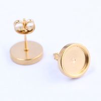 【YF】 Gold Color Earrings post Stone Cameo Bases 6mm 8mm 10mm Round Bezel tray Settings Findings