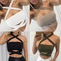 Feng Qi shop Halter Bandage Crop Top Beach Women Club Wear