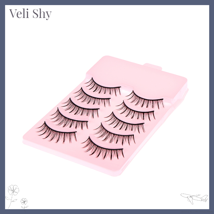 veli-shy-อุปกรณ์ขนตาปลอมแบบยาวแต่งที่ต่อขนตาแต่งตาหนาไขว้อย่างเป็นธรรมชาติ5คู่