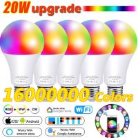 [HOT QQZIWWUJJWG 104] LED E27ไร้สายสมาร์ทหลอดไฟ20วัตต์ AC85-265V RGBW APP บลูทูธ LED WiFi หรือ IR ระยะไกล RGB หรี่แสงได้หลอดไฟกลางคืนโคมไฟ