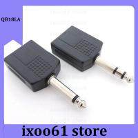 ixoo61 store 6.35mm male to 6.35 Dual female 6.5mm 1/4" Mono Stereo Audio Jack Plug Adapter Microphone connector Y Splitter Converter