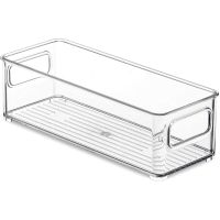 Refrigerator Organizer Bins, Clear Stackable Plastic Food Storage Rack with Handles for Pantry, Kitchen