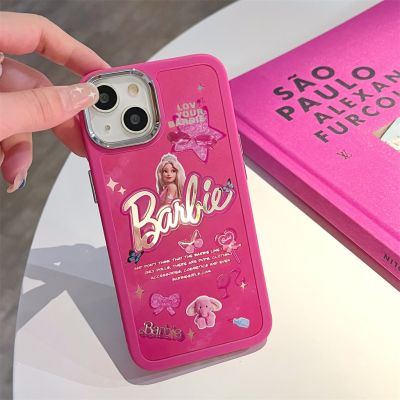 ♙∈▫ เคสโทรศัพท์มือถือ ชุบไฟฟ้า ลายบาร์บี้ สําหรับ iPhone 14ProMax 13 iPhone11 12 ProMax