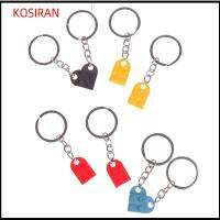 KONSIRAN 2PCS ของขวัญเครื่องประดับ น่ารัก แยก หัวเข็มขัด จี้หัวใจ พวงกุญแจ การสร้างบล็อกพวงกุญแจ