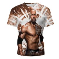 2021 Summer New Mens T-shirt 3D Dwayne Johnson Print T-shirt Cool Casual Fashion Hip Hop Round Neck Fitness Sports Short Sleeve