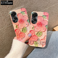 เคสโทรศัพท์สำหรับ OPPO A78ฝาหลังแสงสีฟ้าอ่อนภาพสีน้ำมันดอกไม้ป้องกันการกระแทกซิลิโคนสำหรับ OPPO A78 4G ฝาหลัง