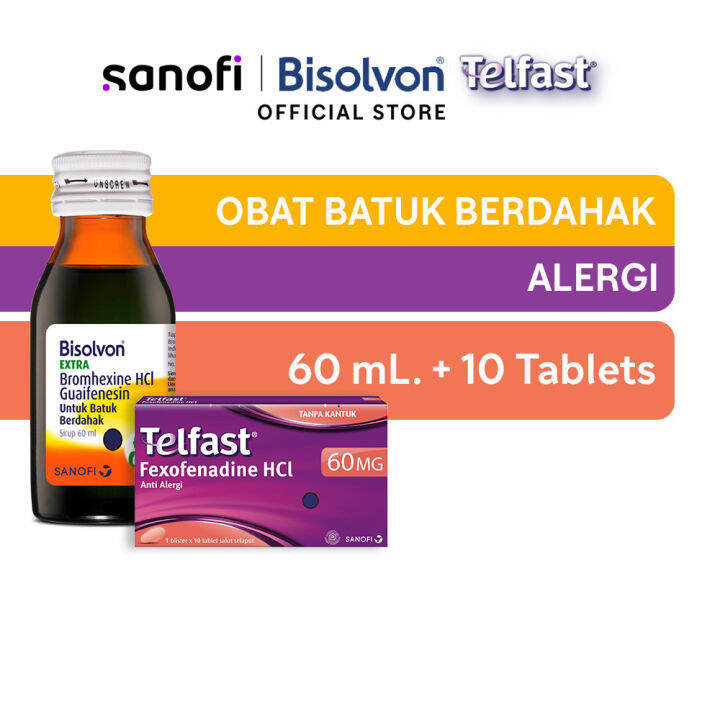 Bisolvon Extra Sirup Peppermint 60mL + Telfast 60mg 1 Blister Isi 10 ...