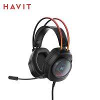 HAVIT H2016d พร้อมไมโครโฟนหูฟังสำหรับเล่นเกม RGB 3.5Mm หูฟังแบบมีสาย Gamer Overear เสียงรอบทิศทางสำหรับพีซี PS4 Xbox สวิตช์แล็ปท็อป Dawmhq168