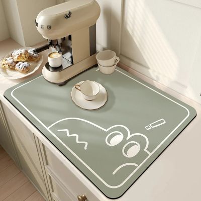 Coffee Machine Absorbent Mat Diatomite Soft Mat Bar Kitchen Draining Mat Cups and Dishes Mat Anti-scald Non-slip Coasters