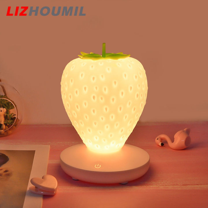 lizhoumil-ไฟไฟ-led-กลางคืน-usb-รูปสตรอเบอร์รี่ชาร์จได้ตกแต่งโต๊ะหลอดไฟสำหรับห้องนอน-pelindung-mata