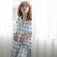 ชุดนอน sliptosleep - Blue Grids Pants Set