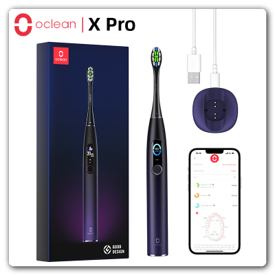 Oclean X Pro สมาร์ทโซนิคแปรงสีฟันไฟฟ้าจอแสดงผลสี,IPX7ฟัน Whitene แปรงแบบชาร์จอัตโนมัติ Teethbrush ชุด