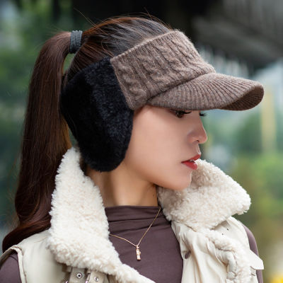 Beanies hat female autumn and winter wild empty top hat fashion woolen cap ear protection winter warm and cold knitted hat