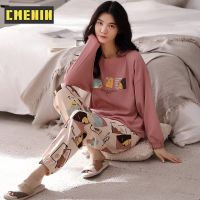 CMENIN สัตว์น่ารักผ้าฝ้ายกางเกงขายาวฤดูใบไม้ร่วงและฤดูหนาว Loungewear ชุดนอนสตรีชุดอยู่บ้าน KY-218616