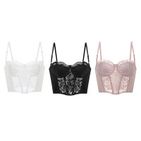 Modelhouses # Women Lace Bralette เสื้อชั้นในสตรี Fishbone Bustier Corset เสื้อเอวลอยสายสปาเก็ตตี้เสื้อยกทรงชุดชั้นใน