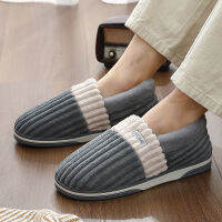 Large Size Mens Slippers with Heel Home Warm Indoor Non-slip Plus Velvet Cotton Slides Men Fluff Cold-proof Shoes Size40-49