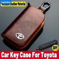 【XPS】high Quality Genuine Leather Car Key Holder Bag/car Key Case/car Key Cover/car Keychain Bag Car Accessories For Toyota Vios Fortuner Innova Corolla Altis Hiace Avanza Land Cruiser Hilux Camry Wigo RAV4 Revo Corolla Yaris previa FJ Ralal