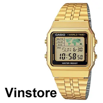 Casio world time hot sale watch gold