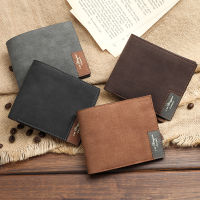 Mens Wallet Horizontal Retro Pu Leather Wallet Korean Thin Fashion Splicing Letter Coin Purses Two Fold Money Clip