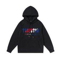 HOTCasual Trapstar Man Chenille ถอดรหัส Streetwear Hooded Tracksuit Bright พราวสีฟ้า/สีขาวคุณภาพสูงปักผู้หญิงTH