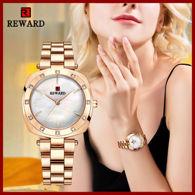 New Reward Japanese Movement Wristwatch Fashion Women Wrist Watches Mica Shell Dial Solid Steel Band Watch for Mother Wife