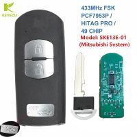 KEYECU Replacement 3 Button Smart Remote Car Key 433MHz For Mazda 6 CX-3 CX-5 (Mitsubishi System) SKE13E-01