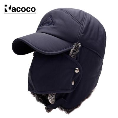 Racoco ชายหมวกฤดูหนาว Ushanka หมวก Fleeced หนา Windproof ขี่จักรยานกลางแจ้งหมวก
