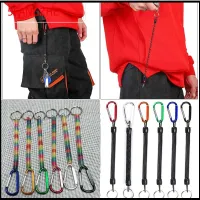 5FANGZHE คุณภาพสูง แคมป์ปิ้งเดินป่ากลางแจ้ง พลาสติกหด Tether แคมป์ปิ้ง Carabiner เชือกตกปลาแบบพกพา ฤดูใบไม้ผลิเชือกยืดหยุ่น พวงกุญแจโทรศัพท์ป้องกันการสูญหาย