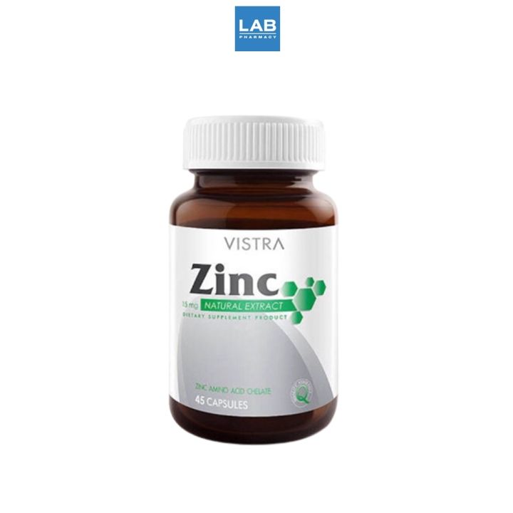 vistra-zinc-45s-วิสทร้า-ผลิตภัณฑ์เสริมแร่ธาตุสังกะสี-1-ขวด