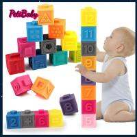 PETIBABY เรียนรู้ตัวเลขตัวต่อซิลิโคนเด็กเล็ก6ชิ้น/12ชิ้นบล็อกตัวต่อแบบเรียงซ้อนตัวต่อบีบพัฒนาการของสัตว์