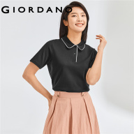 GIORDANO Women Polo Shirts Contrast Collar 100% Cotton Casual Polo Shirts thumbnail
