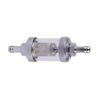 ♂❖ Universal Chrome Glass Fuel Petrol Diesel Inline Filter 5/16 8mm Silver