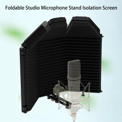 Moon Pomelo Studio ไมโครโฟน Isolation Shield 3แผงพกพาสำหรับบันทึกการออกอากาศ