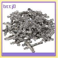 BTTJ0 50Pcs 1.530.85นิ้วค่ะ เงินโบราณคาทอลิกพระเยซูข้ามเสน่ห์ โลหะผสมอัลลอยด์ รูปร่างไขว้กัน จี้เหรียญกางเขนนักบุญเบเนดิกต์ มีเสน่ห์มีเสน่ห์ เครื่องรางที่งดงาม สาวๆ